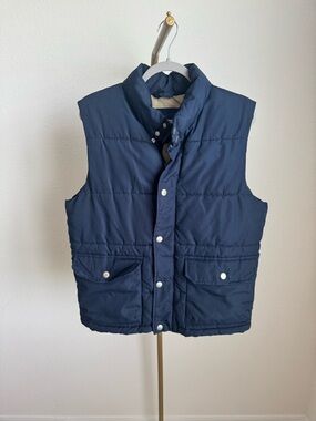 Old Navy Navy and Tan Packable Puffer Vest